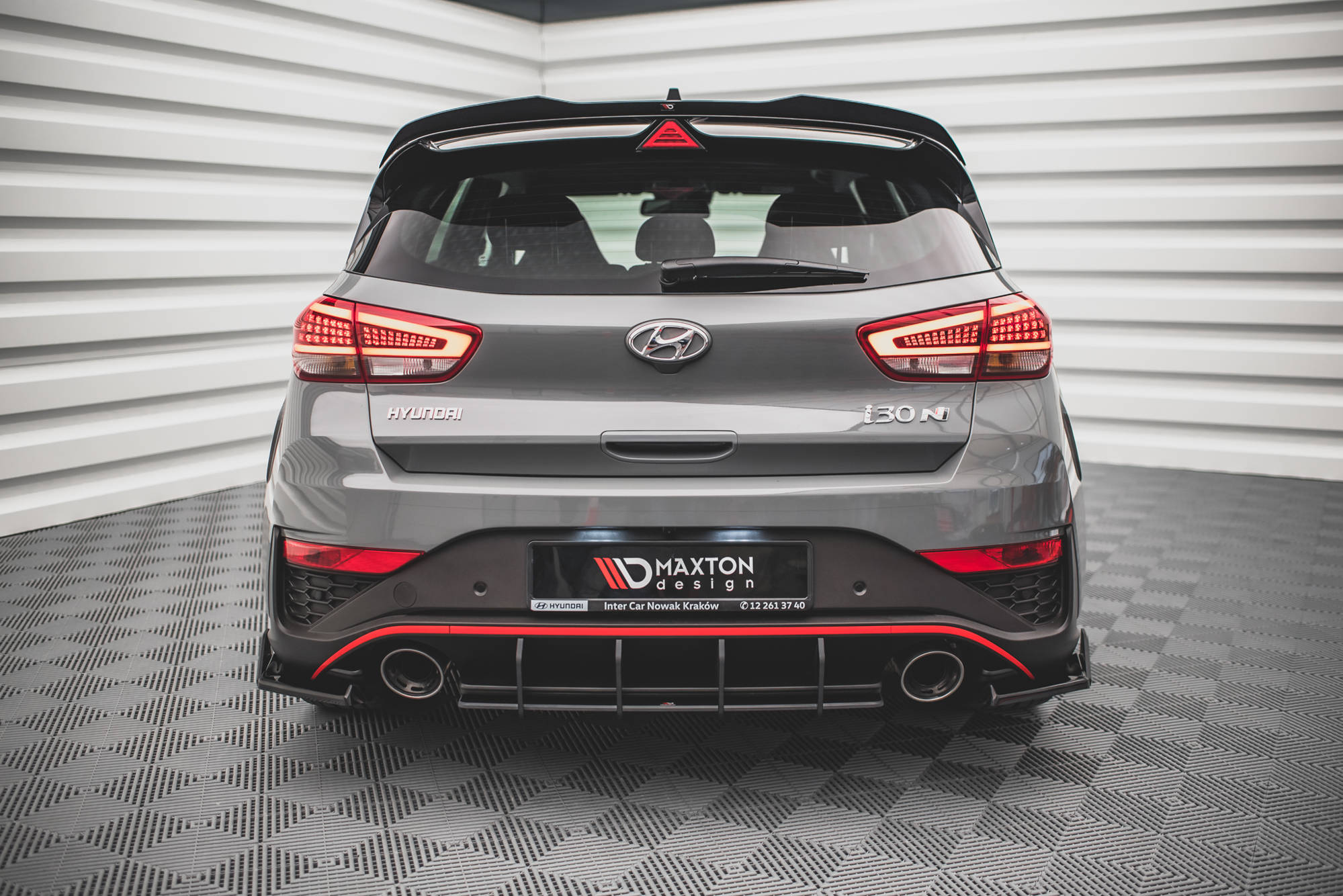 Street Pro Heckschürze Heck Ansatz Diffusor passend für Hyundai I30 N Hatchback Mk3 FL schwarz-rot