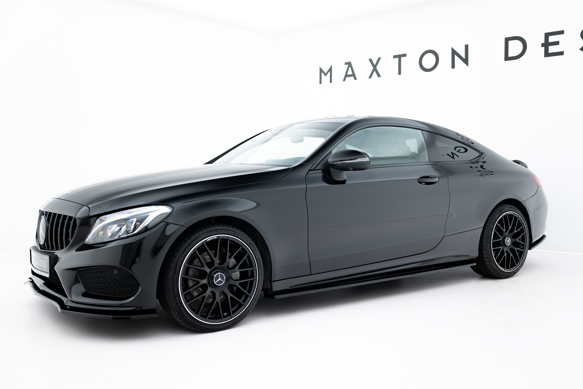 Seitenschweller Ansatz für Mercedes-Benz C Coupe AMG-Line C205 schwarz Hochglanz