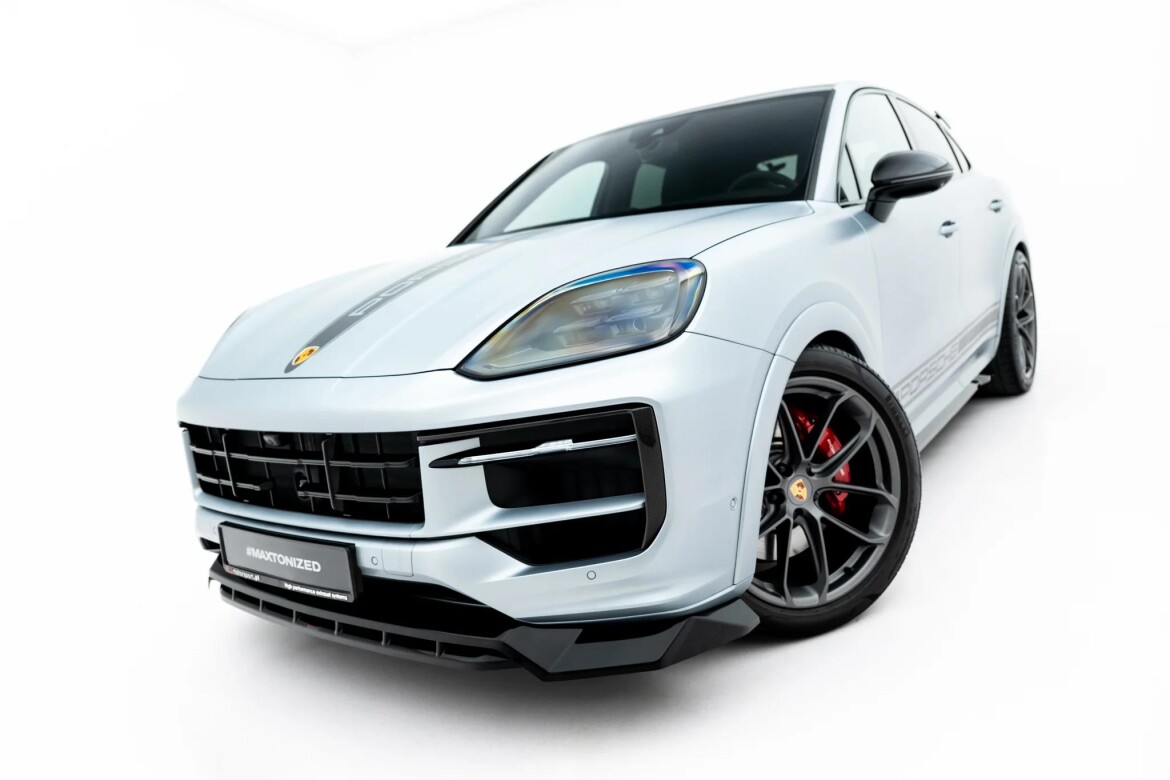 Frontlippe passend für Porsche Cayenne GTS / Turbo Sport Pack / Turbo E-Hybrid GT Pack Coupe Mk3 Facelift schwarz Hochglanz