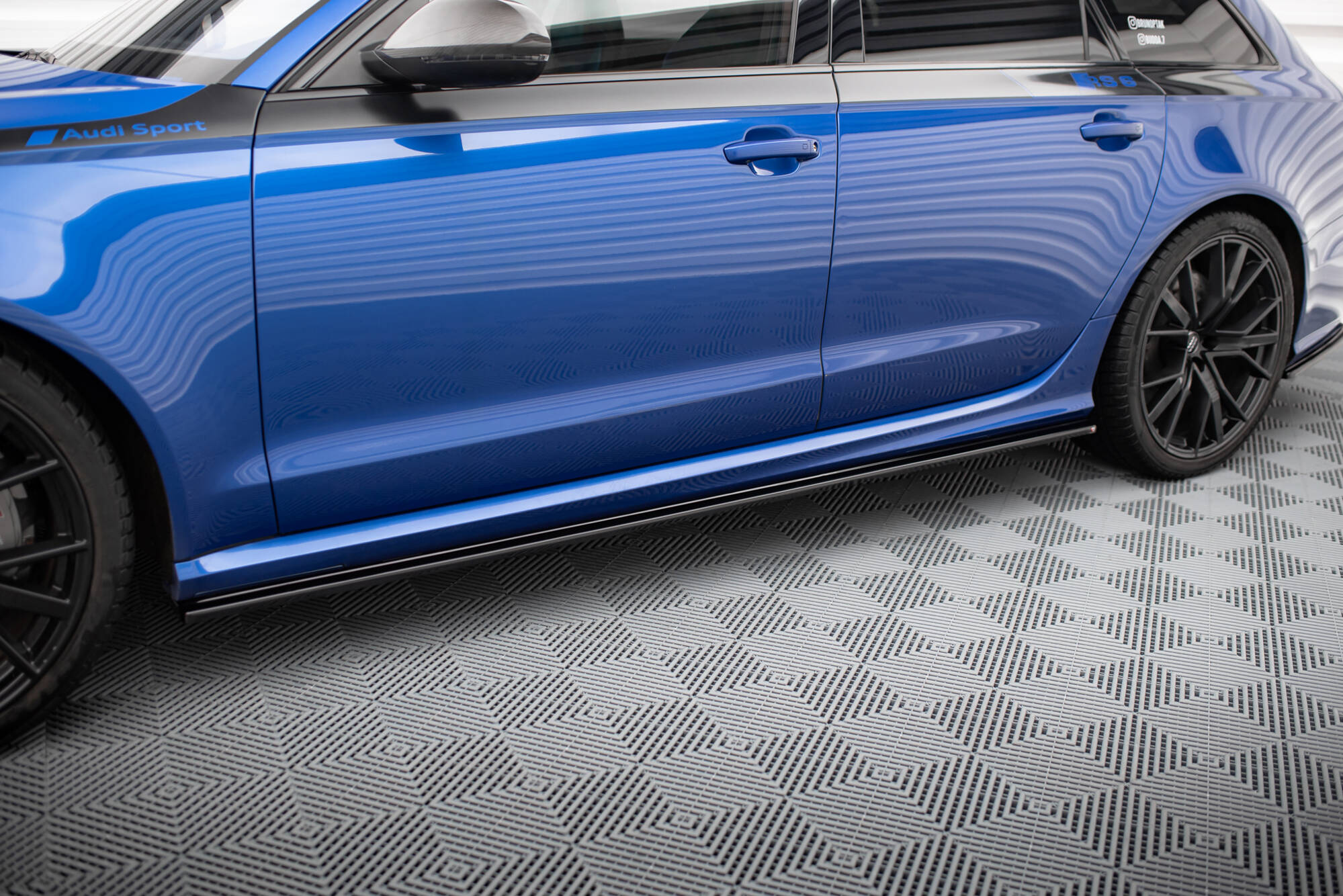 Street+ Seitenschweller Leisten V.1 passend für Audi RS6 C7 / C7 FL schwarz Hochglanz