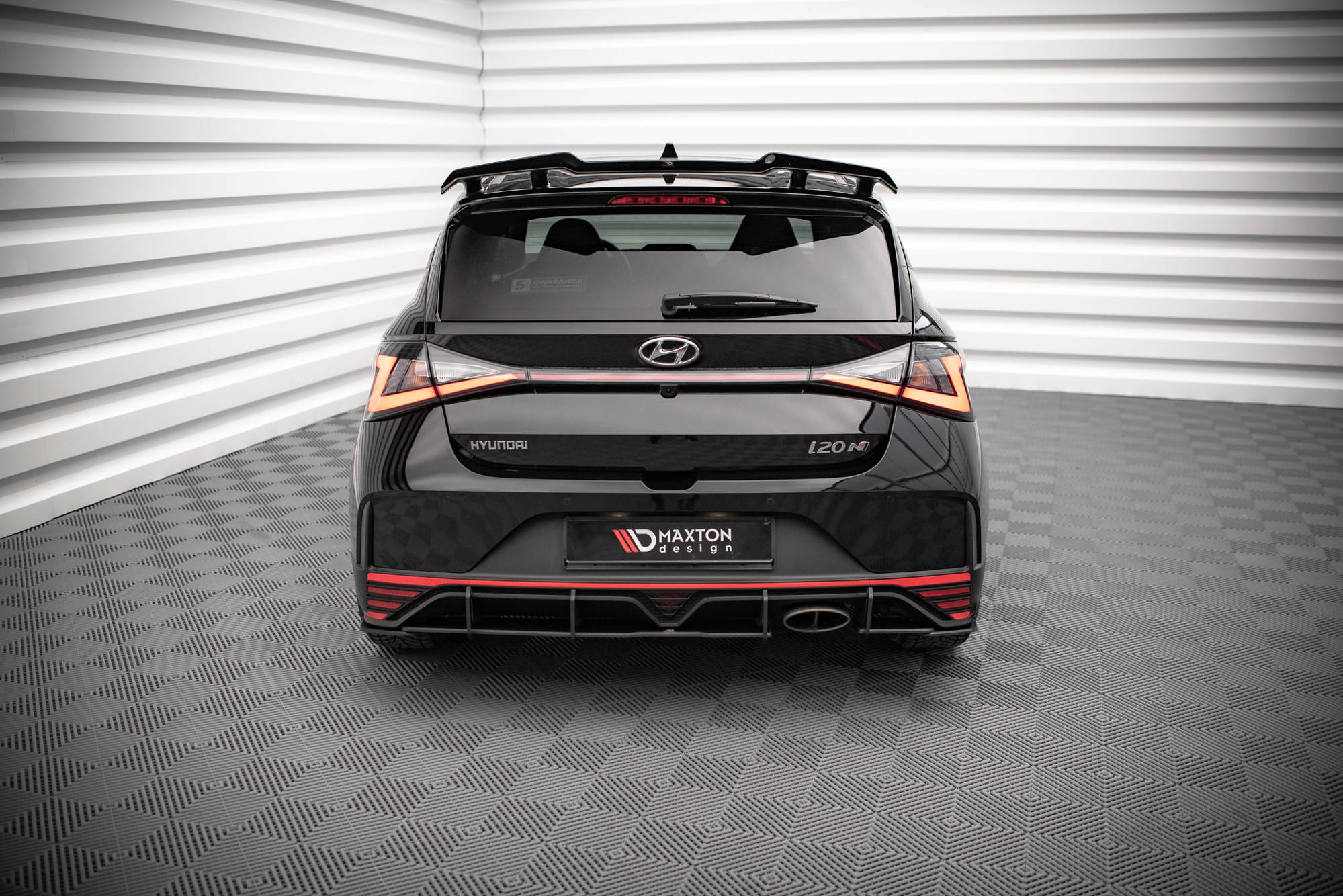 Street Pro Heck Ansatz Diffusor + Flaps passend für Hyundai I20 N Mk3 rot
