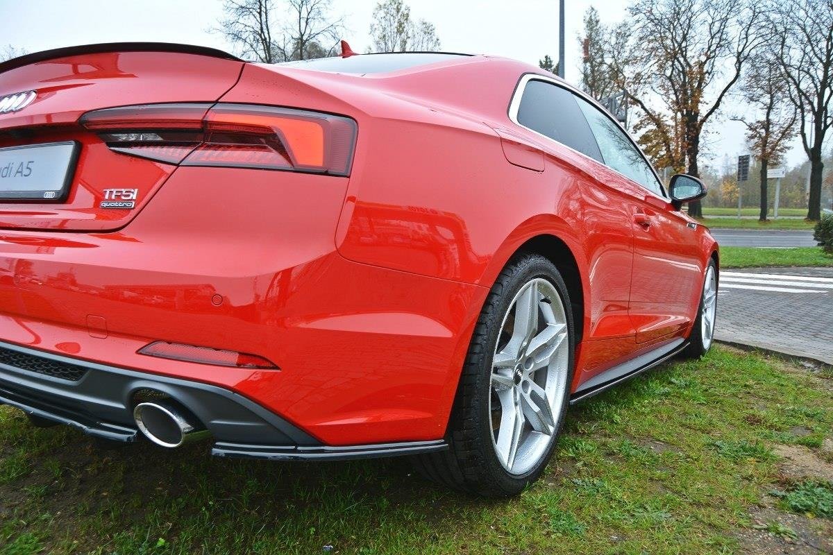 Heck Ansatz Flaps Diffusor für Audi A5 F5 S-Line schwarz Hochglanz