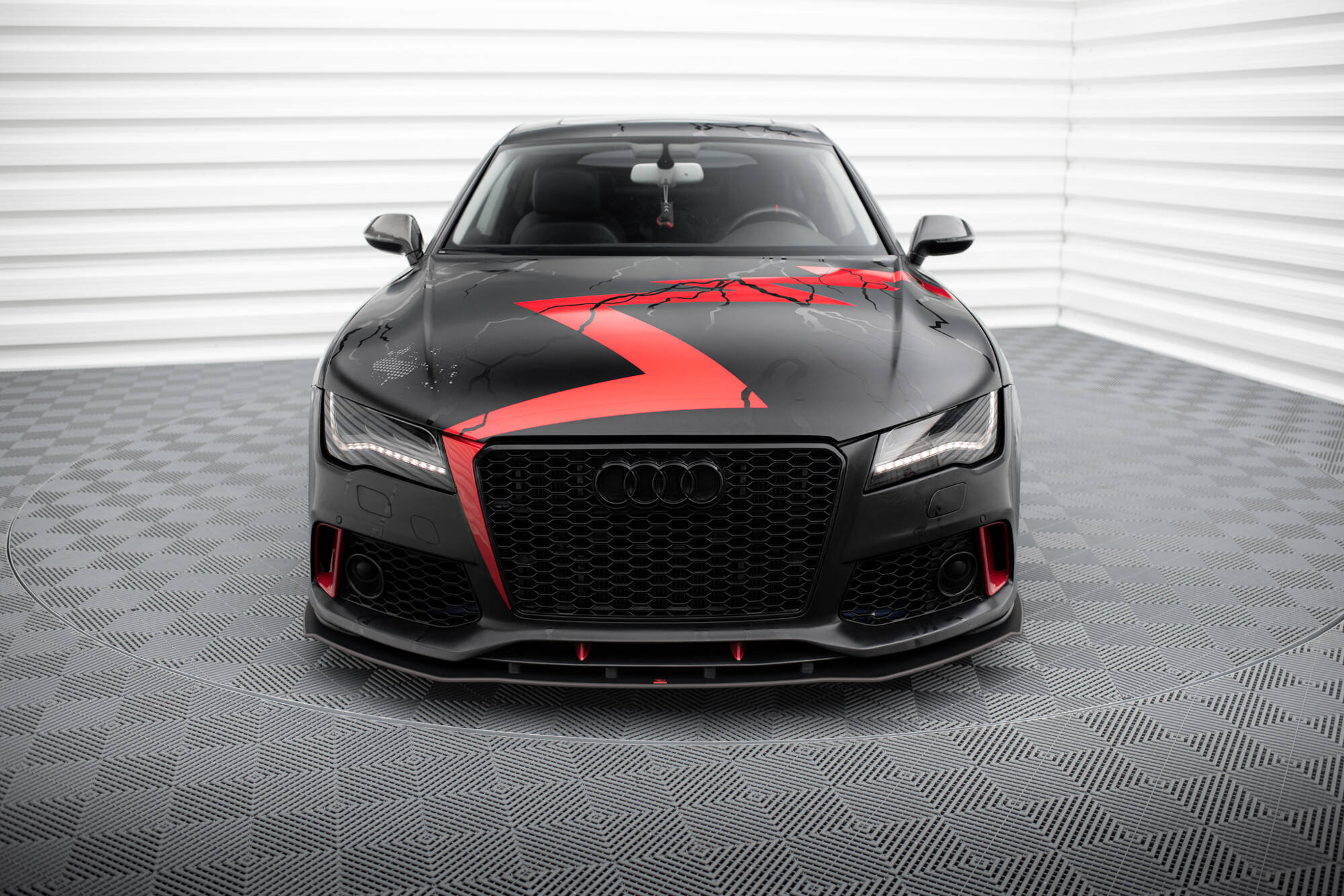 Street Pro Spoilerlippe Front Ansatz passend für Audi A7 RS7 Look C7 rot
