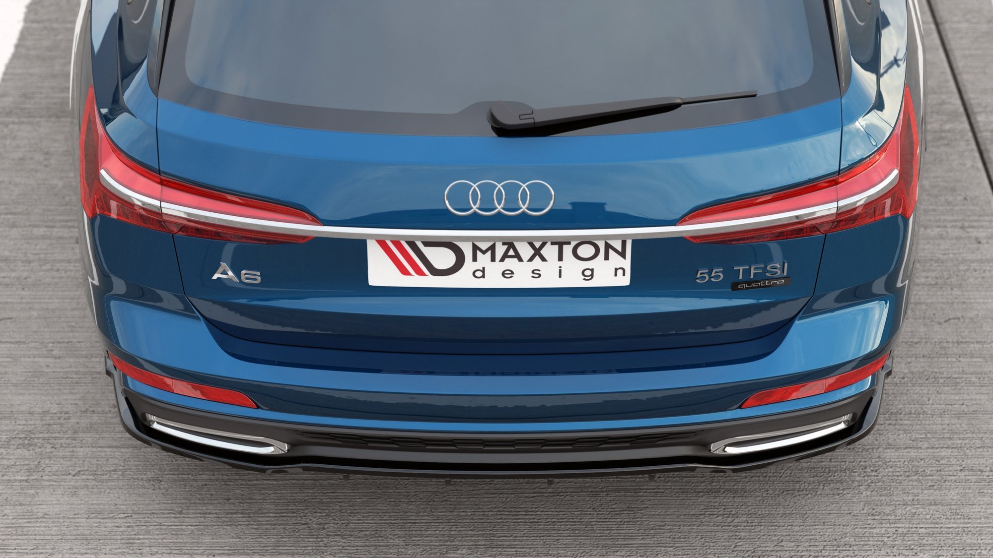 Mittlerer Cup Diffusor DTM Look Heck Ansatz für Audi A6 S-Line C8 schwarz Hochglanz