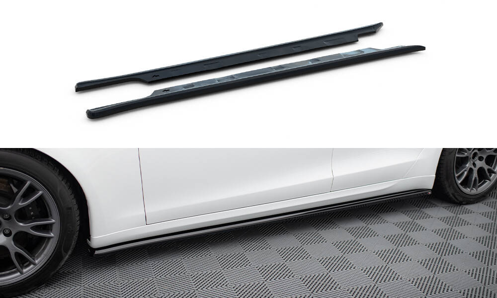 Seitenschweller Ansatz Paar V.2 passend für Tesla Model S Plaid Mk1 FL schwarz Hochglanz