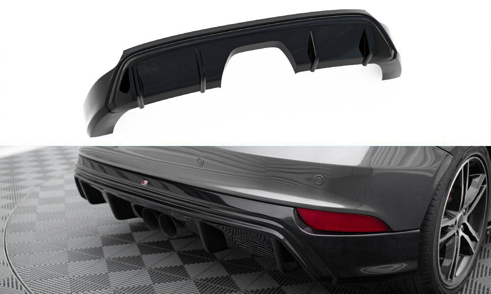 Street+ Heck Ansatz Diffusor passend für Ford Focus ST Mk3 FL RS-Look schwarz Hochglanz