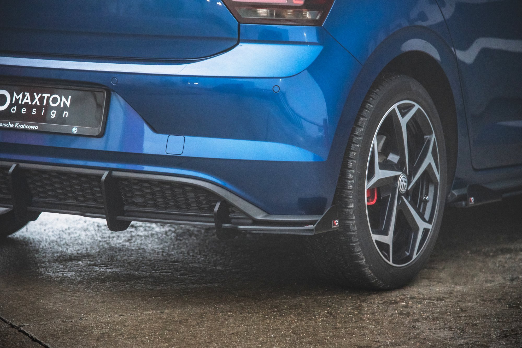 Street Pro Heck Ansatz Diffusor + Flaps passend für VW Polo GTI Mk6 schwarz Hochglanz