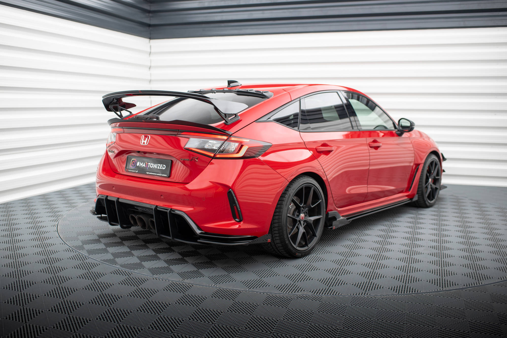 Street Pro Heck Ansatz Flaps passend für Honda Civic Type-R Mk 11 rot+ Hochglanz Flaps