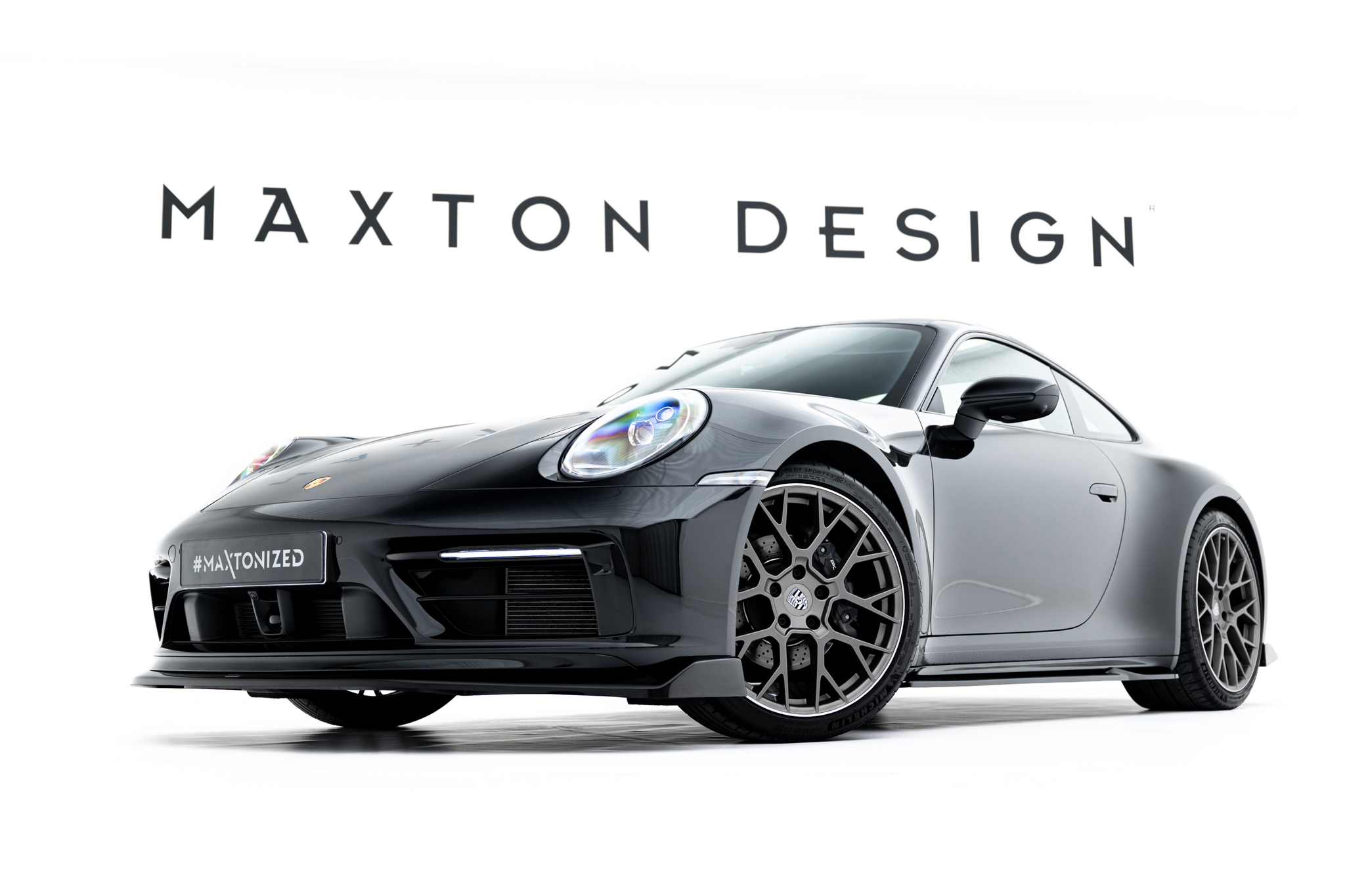 Street+ Seitenschweller Leisten V.1 passend für Porsche 911 Carrera Sport Design 992 schwarz Hochglanz
