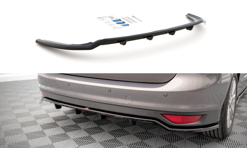 Street+ Mittlerer Diffusor RACE Heck Ansatz passend für Ford C-Max Mk2 schwarz Hochglanz