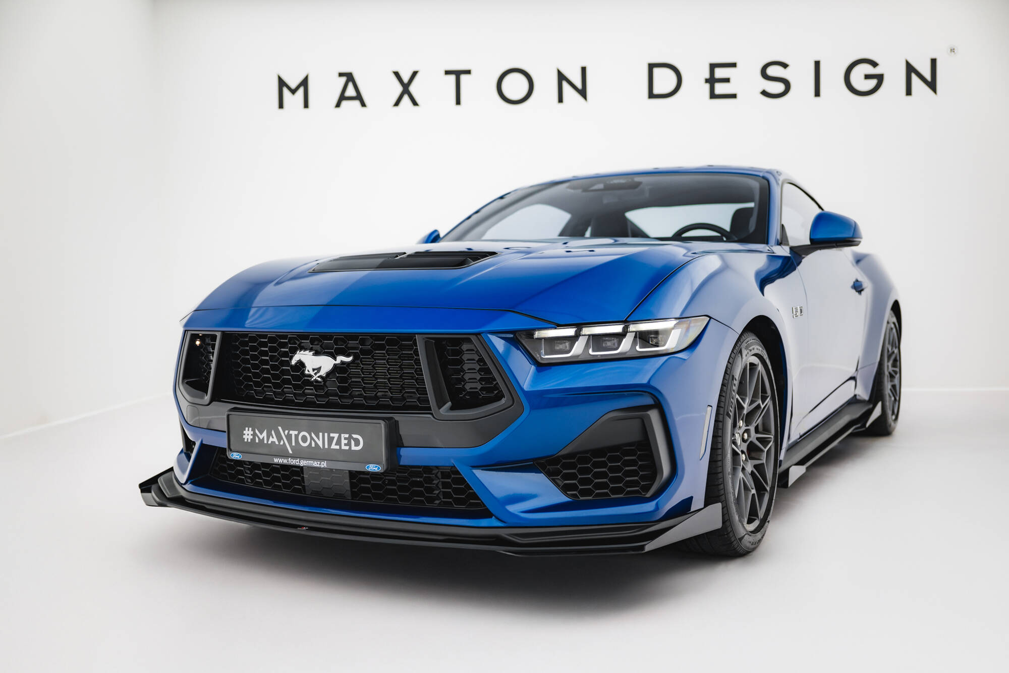 Front Stoßstange Flaps passend für Ford Mustang GT Mk7 schwarz Hochglanz