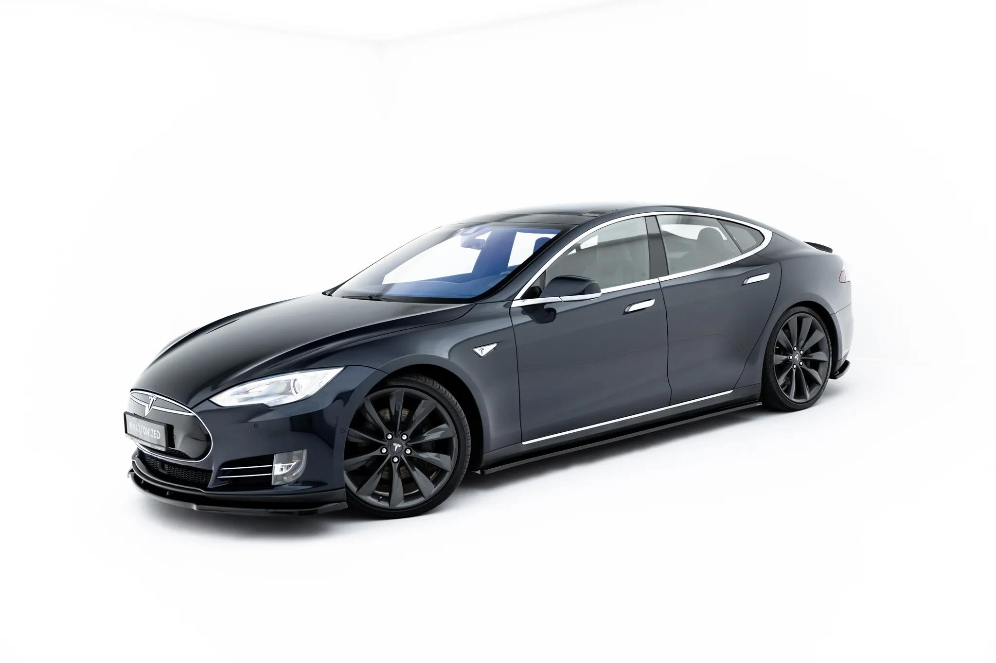 Seitenschweller Ansatz Paar V.1 passend für passend für Tesla Model S Mk1 schwarz Hochglanz