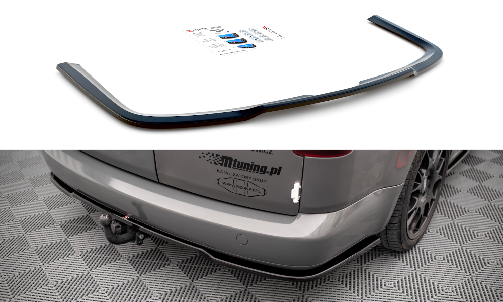 Street+ Mittlerer Diffusor Heck Ansatz RACE passend für VW Caddy Mk3 FL schwarz matt
