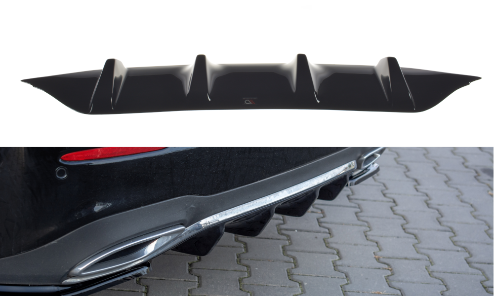 Diffusor Heck Ansatz für Mercedes-Benz E43 AMG / AMG-Line Limousine / Kombi W213 / S213 schwarz Hochglanz