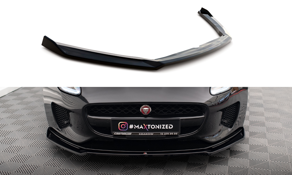 Street+ Spoilerlippe Front Ansatz V.2 passend für Jaguar F-Type Mk1 FL schwarz Hochglanz