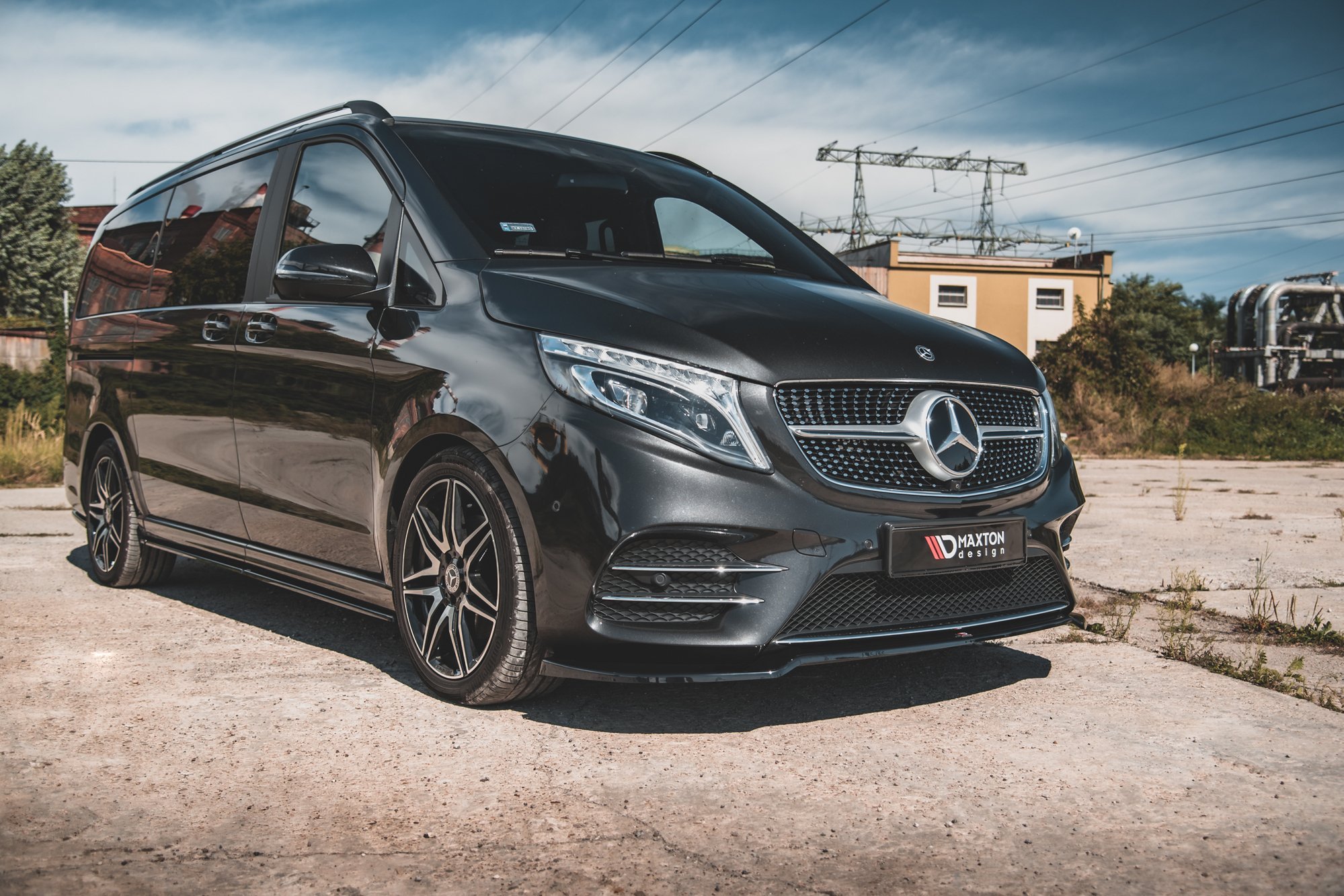 Street+ Spoilerlippe Front Ansatz V.4 passend für Mercedes V-Klasse AMG-Line W447 schwarz Hochglanz