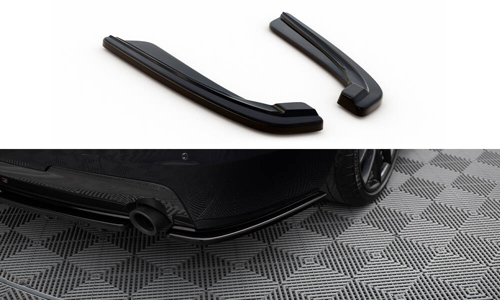 Heck Ansatz Flaps Diffusor für L + R BMW 5er M-Paket Limousine /Touring F10/F11 mit zwei Einzel Endstücken schwarz Hochglanz