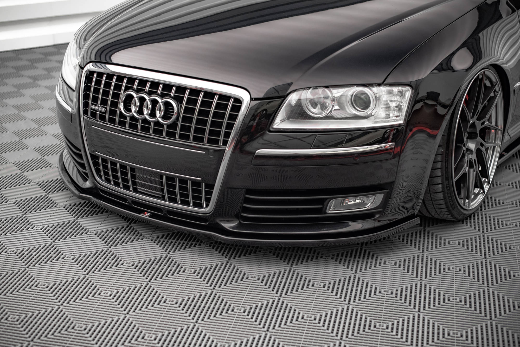 Street+ Spoilerlippe Front Ansatz passend für Audi S8 D3 schwarz Hochglanz