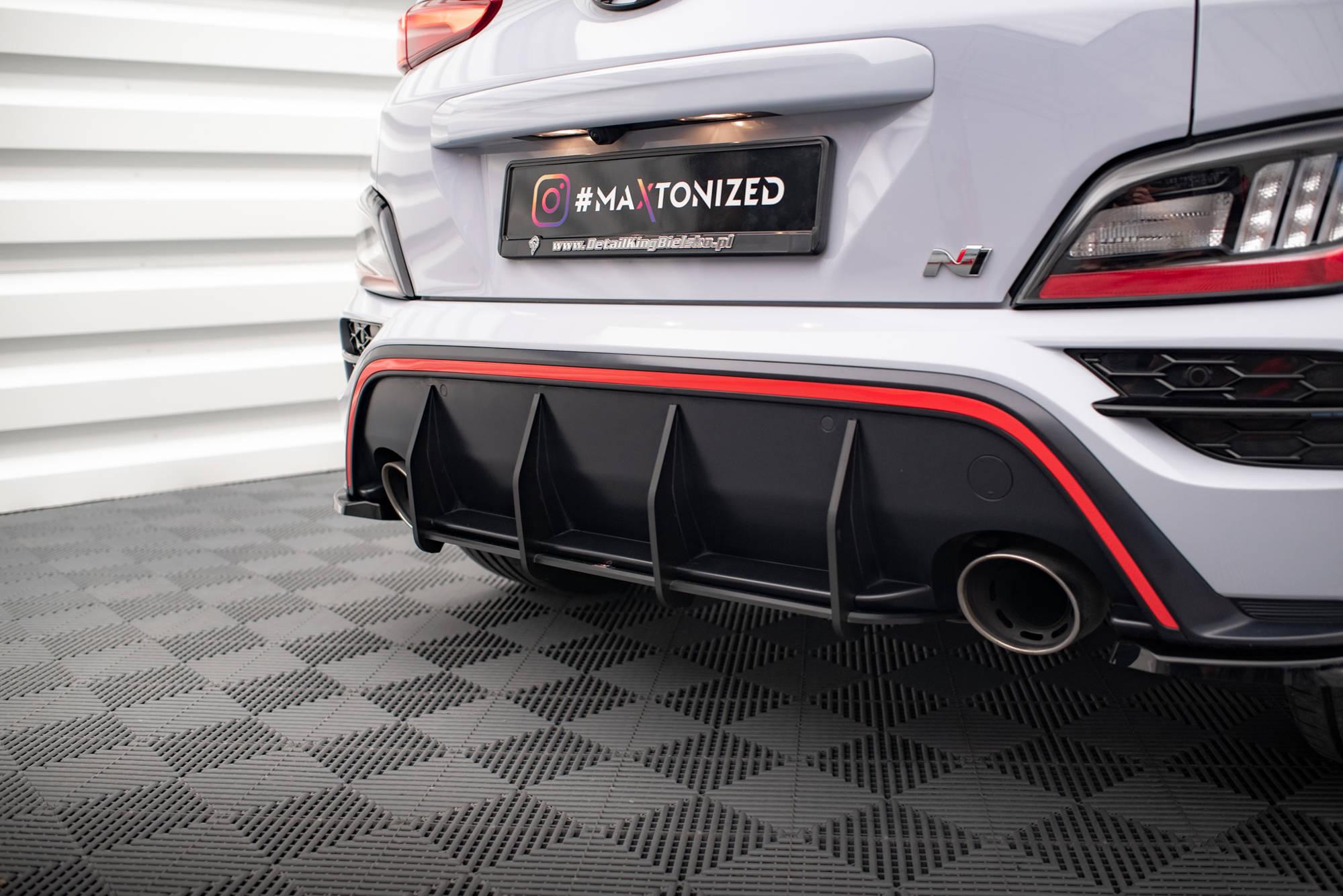 Street Pro Heckschürze Heck Ansatz Diffusor passend für Hyundai Kona N Mk1 rot