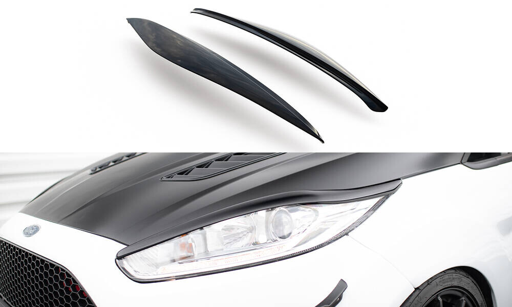 Scheinwerfer Blenden Böser Blick V.1 passend für Ford Fiesta ST / ST-Line / Standard Mk7 FL schwarz Hochglanz