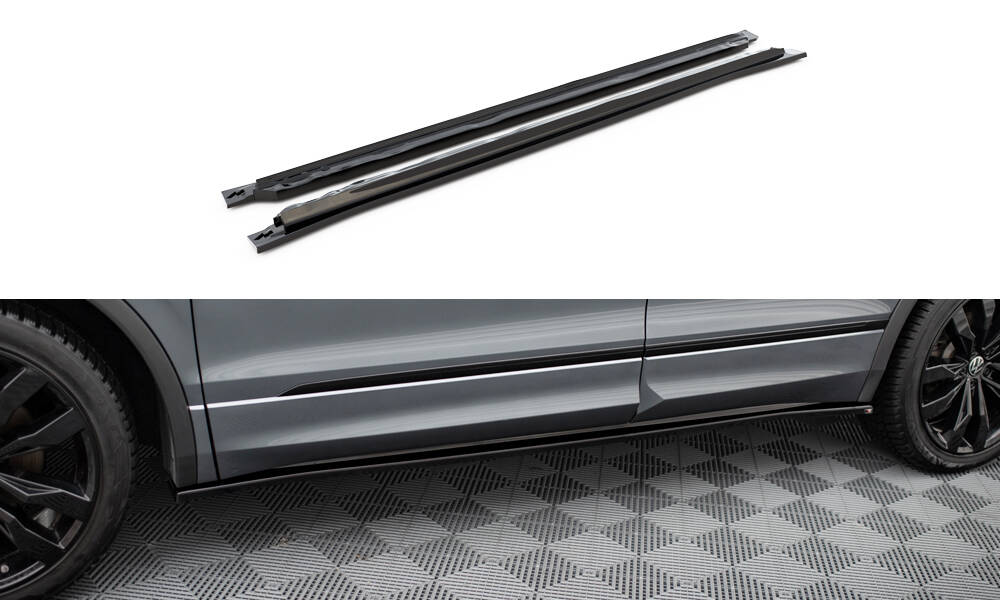 Street+ Seitenschweller Leisten passend für VW Tiguan Allspace Mk2 schwarz Hochglanz