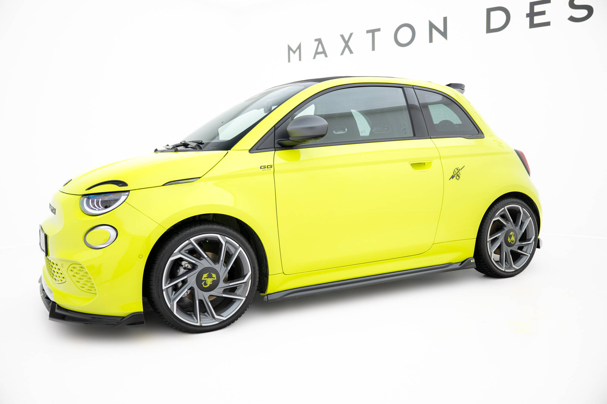 Seitenschweller Ansatz Paar passend für ABARTH 500e schwarz Hochglanz