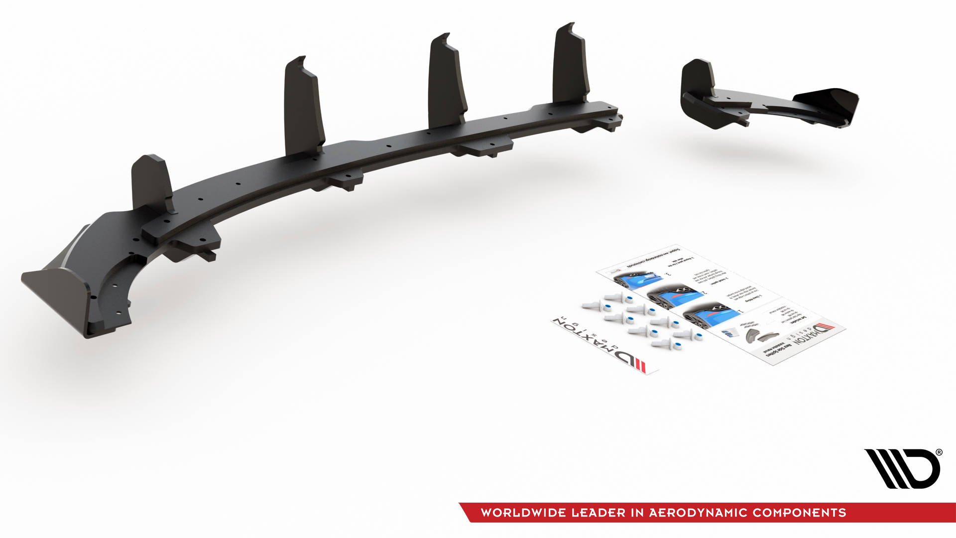 Street Pro Heck Ansatz Diffusor passend für VW Polo GTI Mk6 schwarz-rot+ Hochglanz Flaps