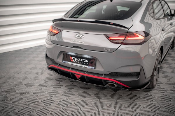 Heck Ansatz Flaps Diffusor für Hyundai I30 Fastback N-Line Mk3 Facelift schwarz Hochglanz