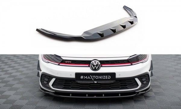 Front Ansatz V.1 für Volkswagen Polo GTI Mk6 Facelift schwarz Hochglanz