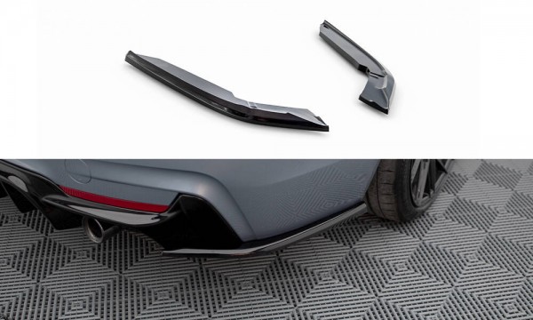 Heck Ansatz Flaps Diffusor V.4 für BMW 4er Coupe M-Paket F32 schwarz Hochglanz