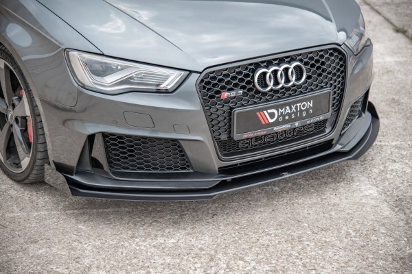 Robuste Racing Front Ansatz für passend +Flaps für Audi RS3 8V Sportback schwarz Hochglanz