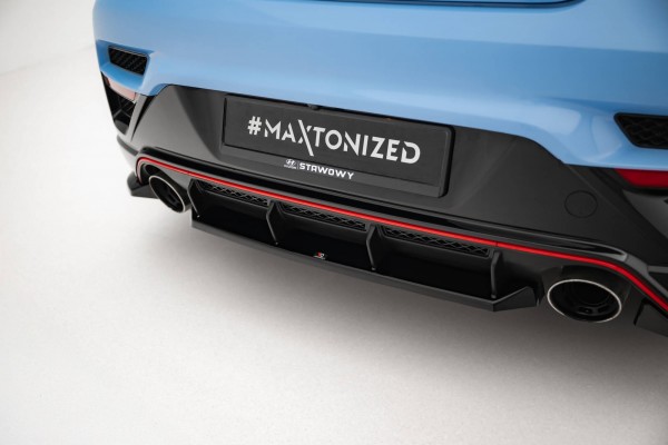 Mittlerer Diffusor Heck Ansatz für Hyundai Veloster N Mk2 schwarz Hochglanz