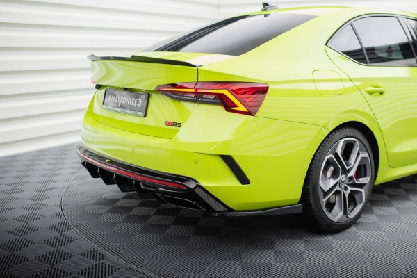 Heck Ansatz Flaps Diffusor V.4 für Skoda Octavia RS Mk4 schwarz Hochglanz