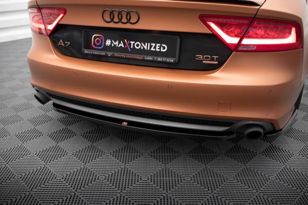 Mittlerer Diffusor Heck Ansatz für Audi A7 S-Line C7 schwarz Hochglanz