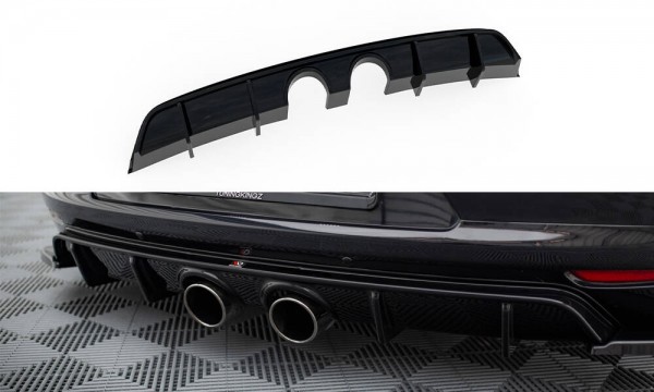 Diffusor Heck Ansatz V.2 für Volkswagen Scirocco Mk3 (R32 Auspuff) schwarz Hochglanz