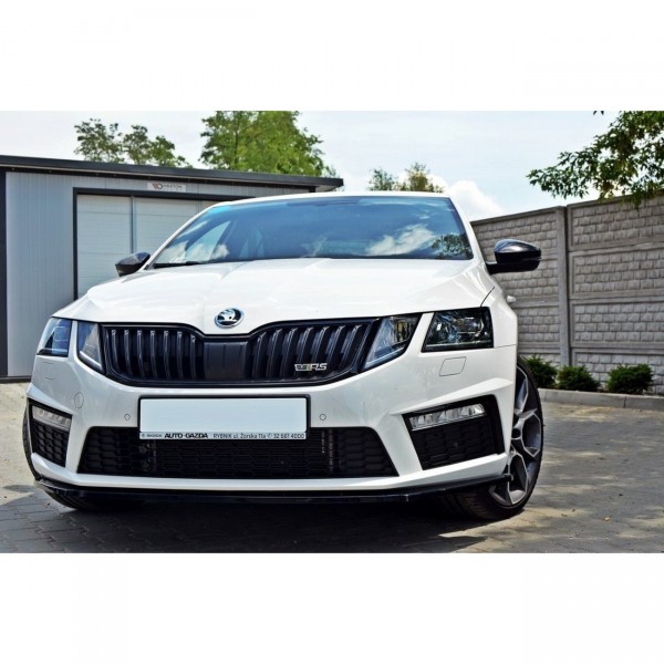 Front Ansatz passend für v.1 SKODA OCTAVIA III RS PREFACE/FACELIFT schwarz Hochglanz