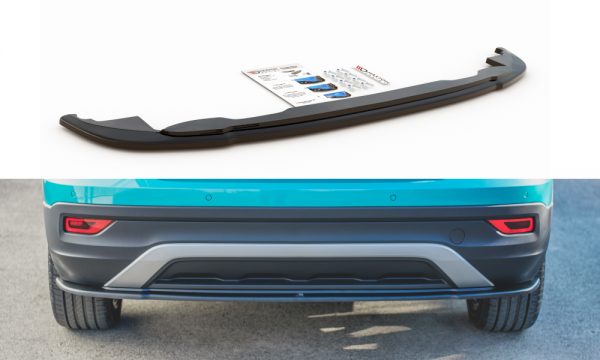 Mittlerer Diffusor Heck Ansatz für Volkswagen T-Cross schwarz Hochglanz