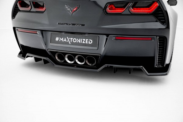 Mittlerer Diffusor Heck Ansatz DTM Look für Chevrolet Corvette Z06 C7 schwarz Hochglanz