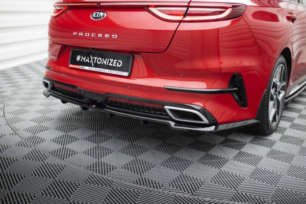 Hinten Splitter (mit einem vertikalem balken) für Kia ProCeed GT-Line Mk1 schwarz Hochglanz