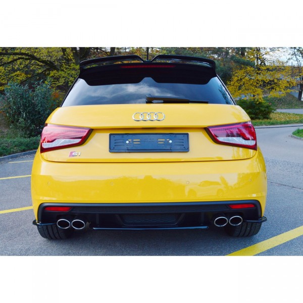 Heck Ansatz Flaps Diffusor für Audi S1 8X schwarz Hochglanz