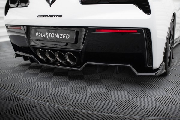 Mittlerer Diffusor Heck Ansatz DTM Look für Chevrolet Corvette C7 schwarz Hochglanz