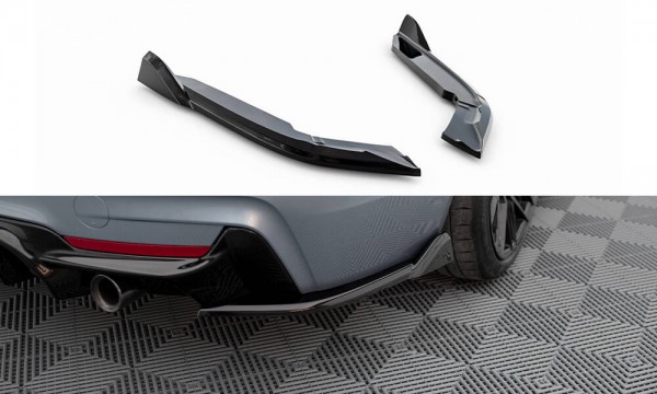 Heck Ansatz Flaps Diffusor V.5 für BMW 4er Coupe M-Paket F32 schwarz Hochglanz