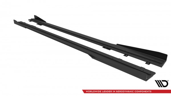 Street Pro Seitenschweller Ansatz für + Flaps Ford Mustang GT Mk7 schwarz Hochglanz