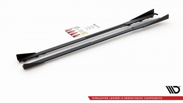 Robuste Racing Seitenschweller Ansatz für für + Flaps Toyota GR Yaris Mk4 schwarz Hochglanz