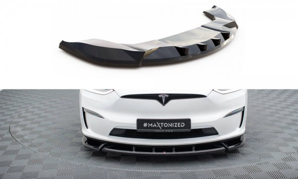 Front Ansatz V.2 für Tesla Model X Mk1 Facelift schwarz Hochglanz