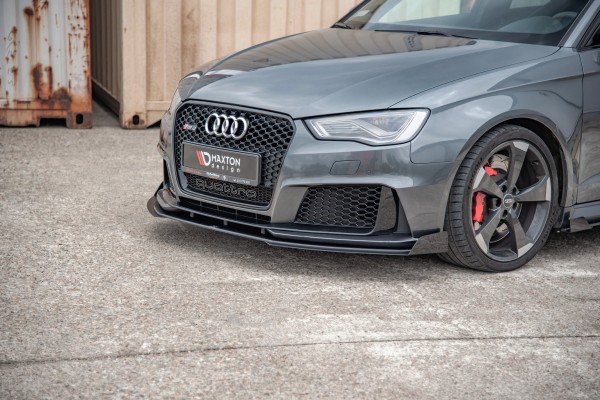 Robuste Racing Front Ansatz für passend +Flaps für Audi RS3 8V Sportback schwarz Hochglanz