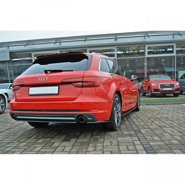 Heck Ansatz Flaps Diffusor passend für Audi A4 B9 S-Line Carbon Look