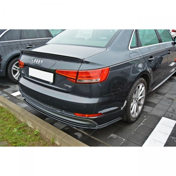 Heck Ansatz Flaps Diffusor passend für Audi A4 B9 S-Line schwarz Hochglanz