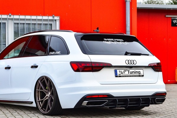 Gefräßter Heckansatz in perfekter Race Track Optik mit Finnen