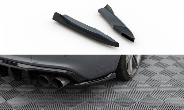Heck Ansatz Flaps Diffusor V.2 für Audi S5 Coupe 8T Facelift schwarz Hochglanz